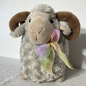 5/$35 Grey Plush Ram Big Horn Sheep Toy Stuffed Animal